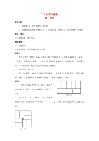 七年级数学下册 7.3 实践与探索（第1课时）教案 华东师大版