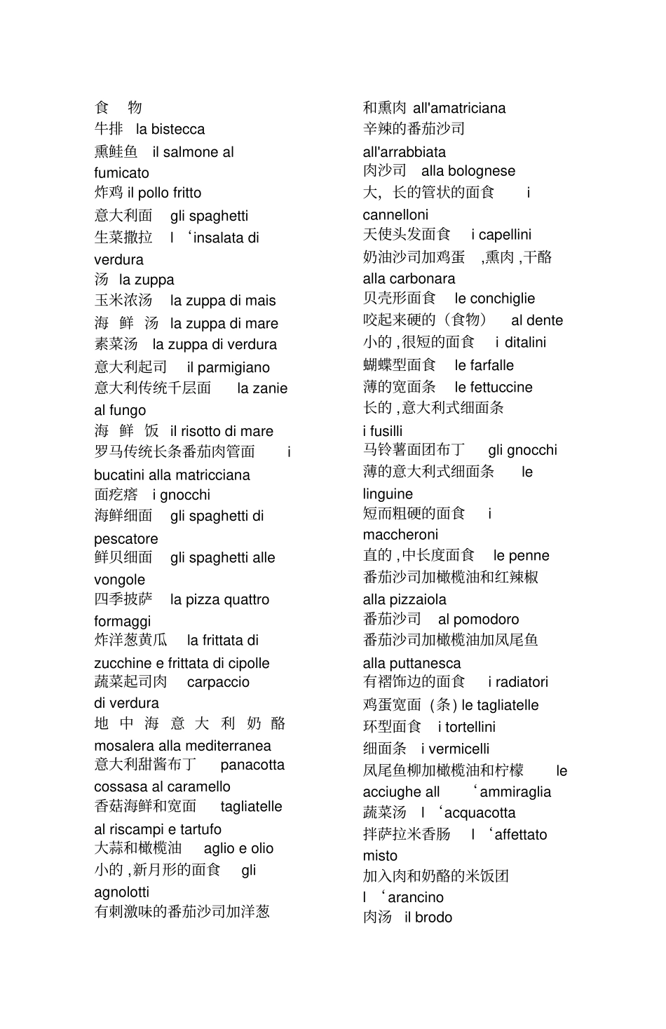 意大利语分类词汇表_第1页