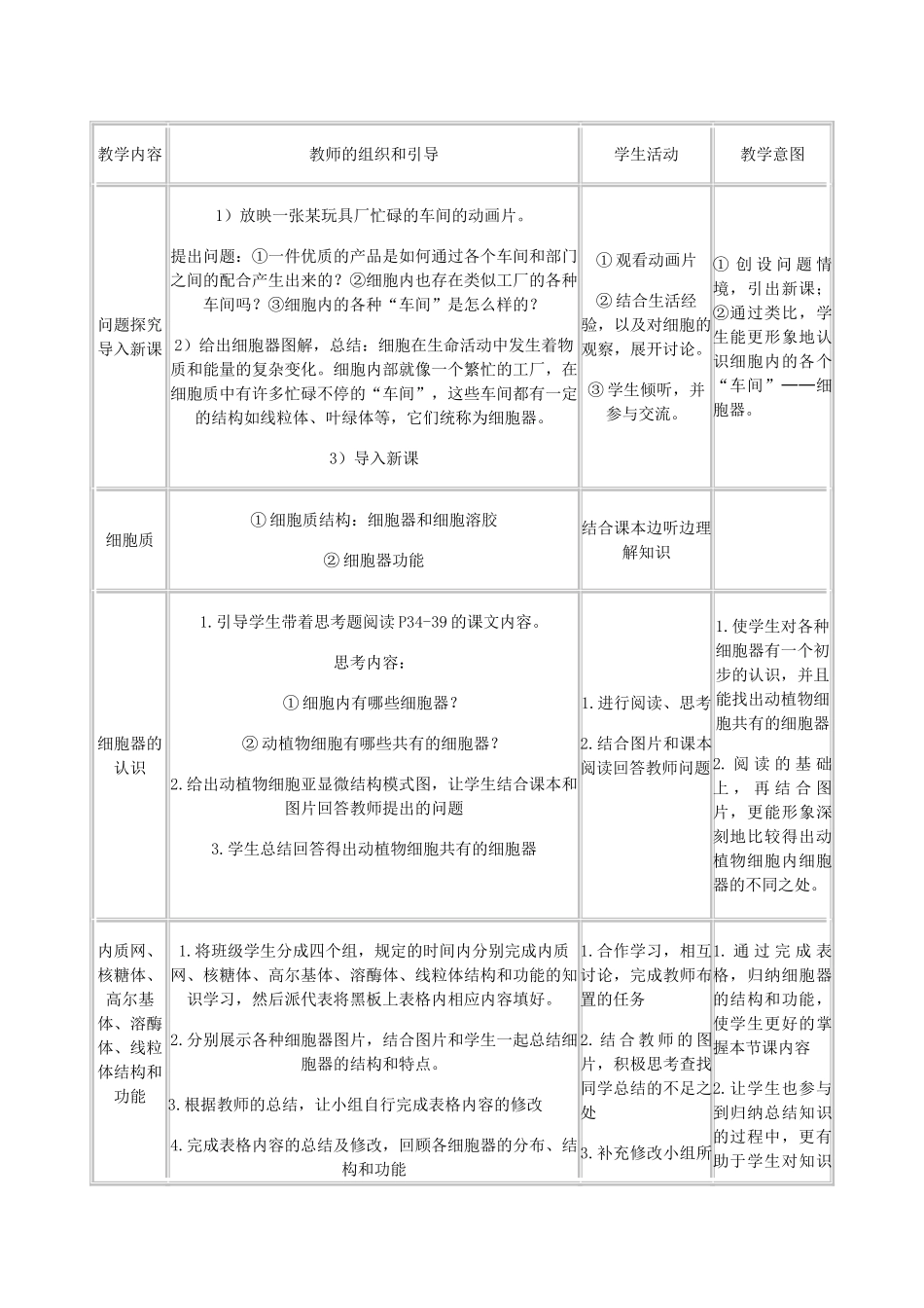 高中生物《细胞质》教案1 浙教版必修1_第3页
