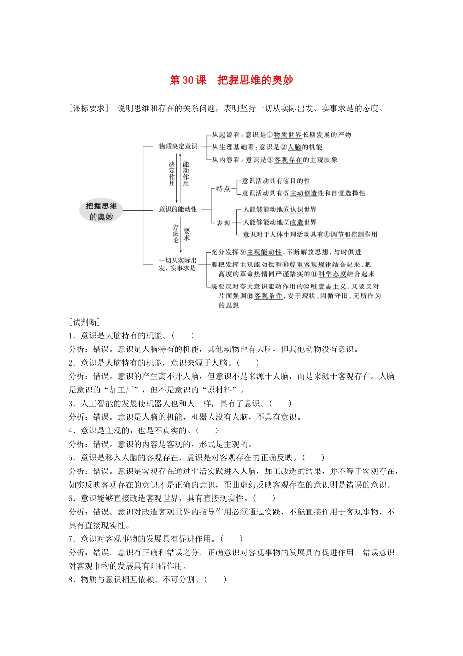 （鲁京津琼专用）高考政治大一轮复习 第十二单元 探索世界与追求真理 第30课 把握思维的奥妙讲义-人教版高三全册政治教案_第1页