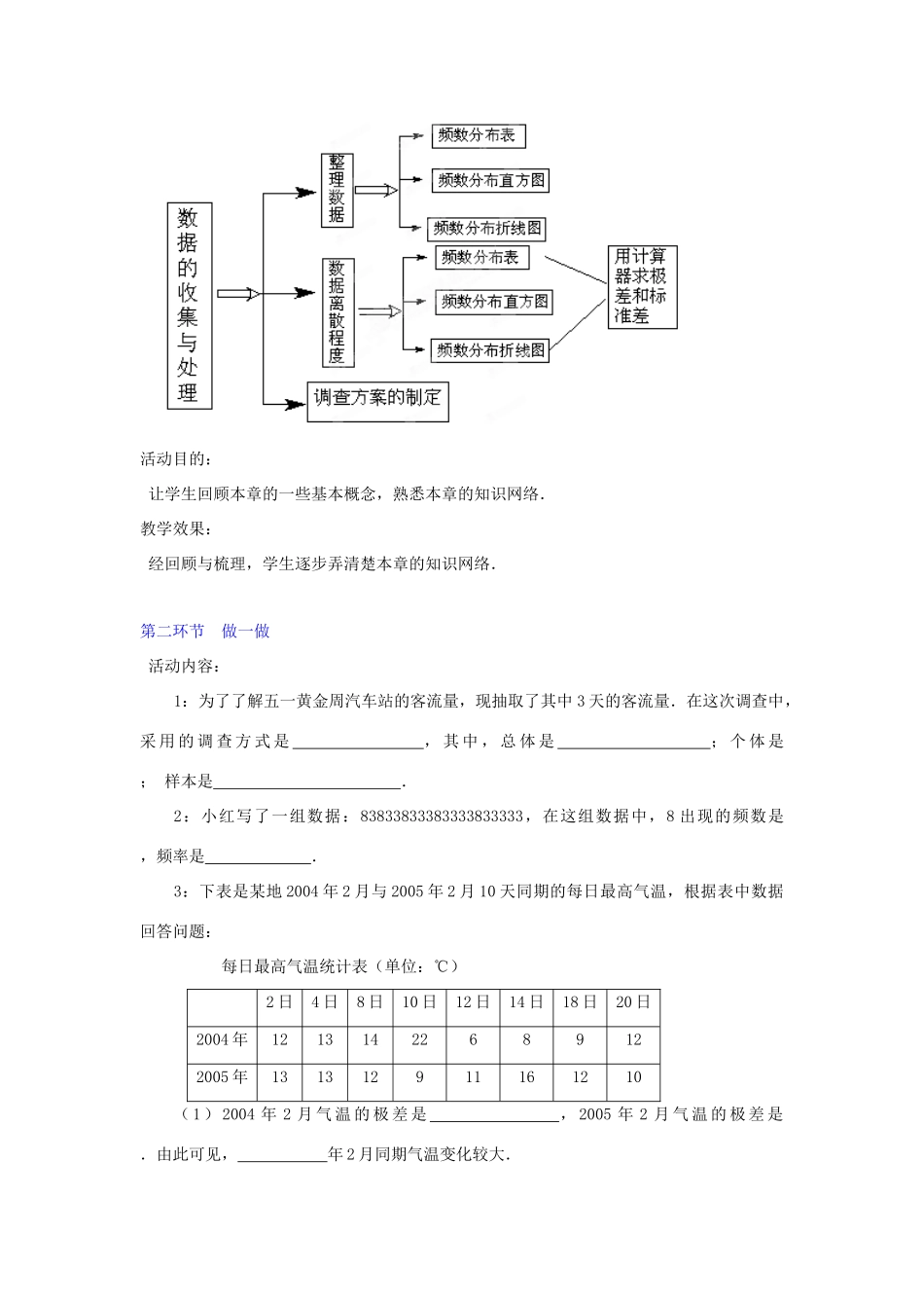 辽宁省辽阳九中八年级数学下册《第五章 数据的收集与处理》回顾与思考教学设计 北师大版_第3页