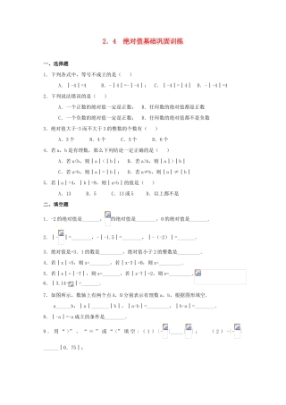 七年级数学上：2.4绝对值课时练（华东师大版）