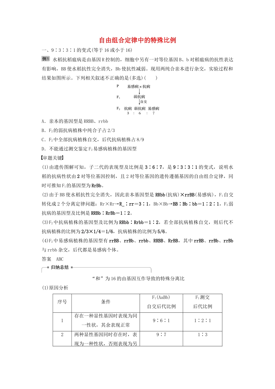 （江苏专用）高考生物新导学大一轮复习 第五单元 基因的传递规律 热点题型五 自由组合定律中的特殊比例讲义（含解析）苏教版-苏教版高三全册生物教案_第1页