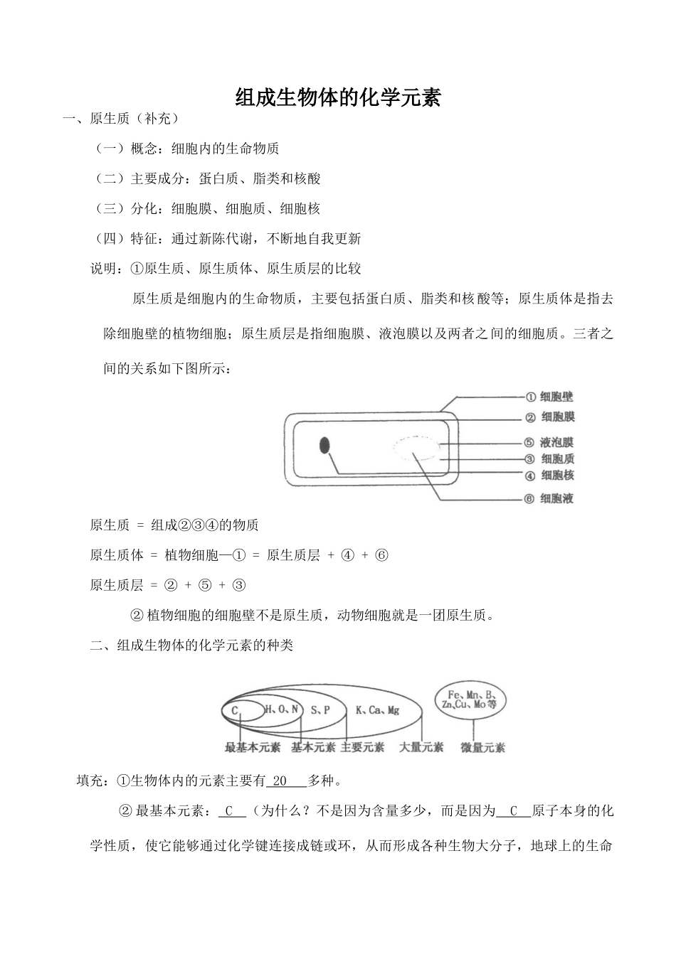 高中生物组成生物体的化学元素旧人教版必修一_第1页