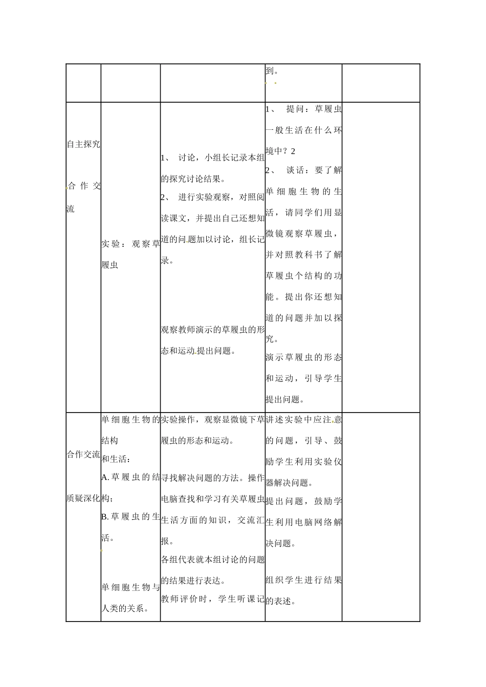 山东省临沭县第三初级中学七年级生物上册 单细胞生物教案 新人教版_第2页