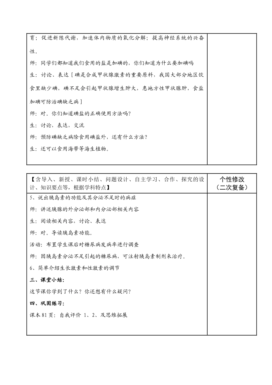 七年级生物下册12-1激素调节教案苏教版_第2页