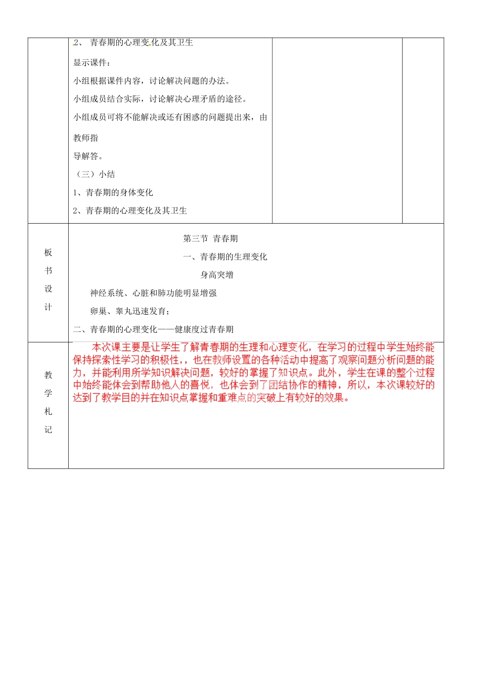 山东省临沂市蒙阴县第四中学七年级生物下册 4.1.3 青春期教案 （新版）新人教版_第3页