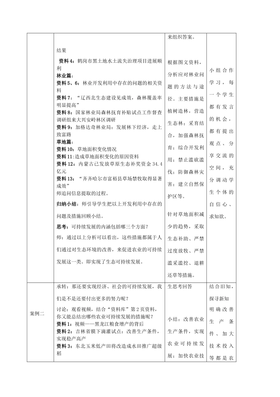 高中地理 2.3.2中国东北地区农业的可持续发展教学设计 中图版必修3-中图版高二必修3地理教案_第3页