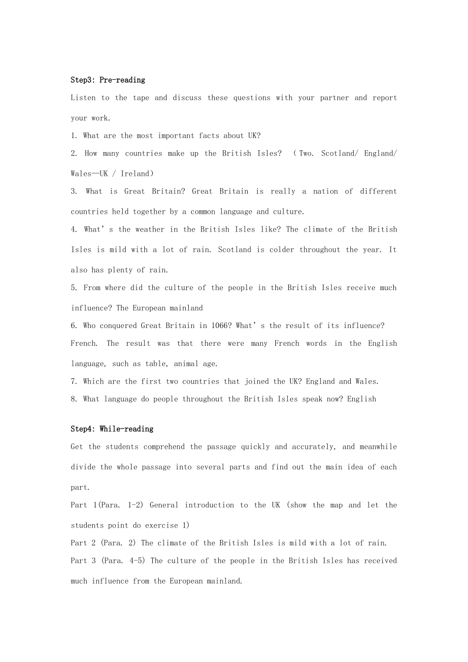 高考英语 Unit 5 the british isles-Reading教案 大纲人教版_第2页