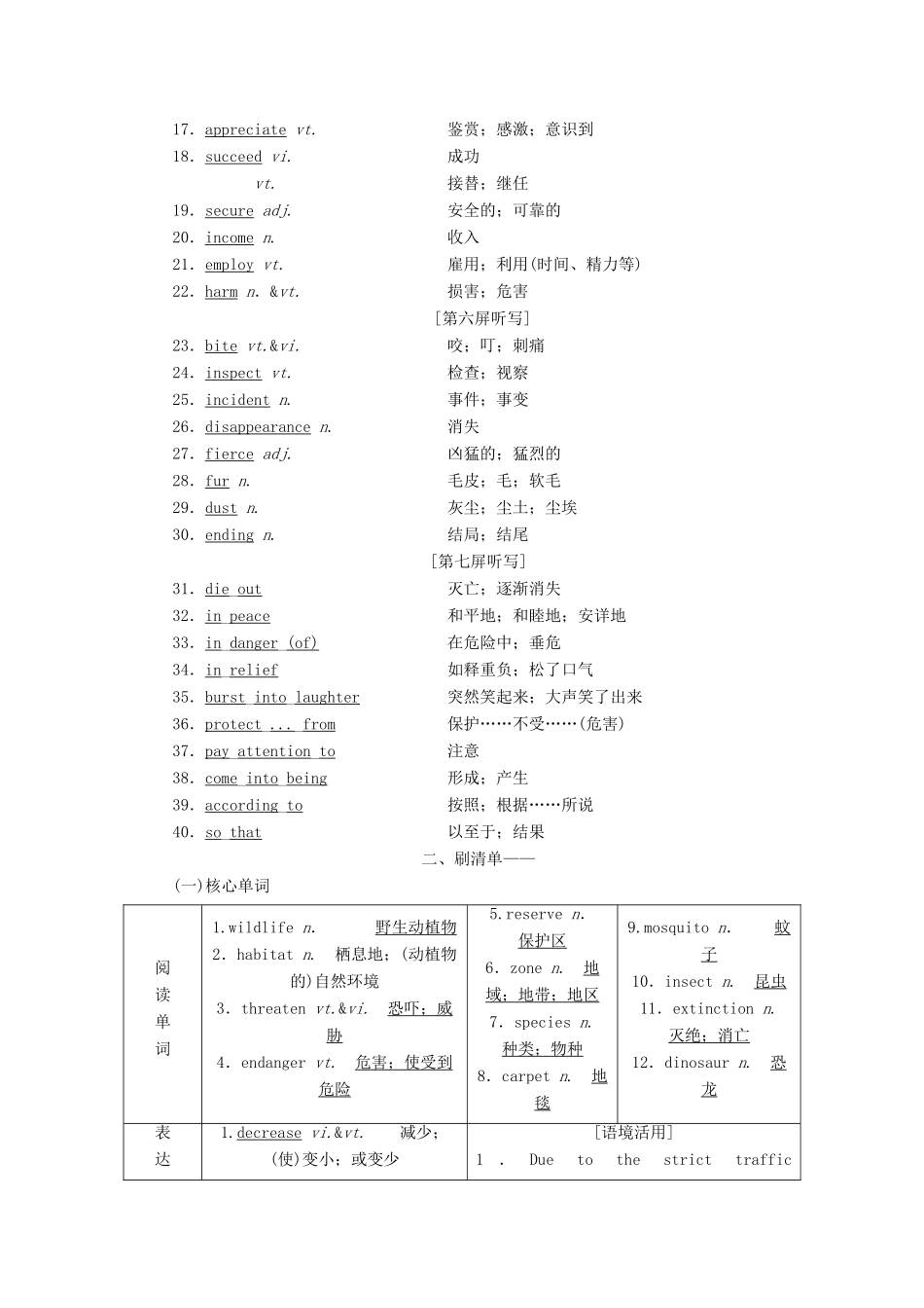 高考英语一轮复习 Unit 4 Wildlife protection讲义 新人教版必修2-新人教版高三必修2英语教案_第2页