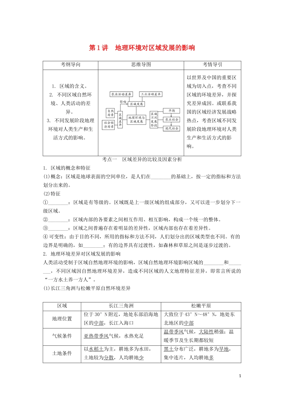 （锁定高考）高考地理一轮总复习 第十三章 地理环境与区域发展 第1讲 地理环境对区域发展的影响讲义（含解析）新人教版-新人教版高三全册地理教案_第1页