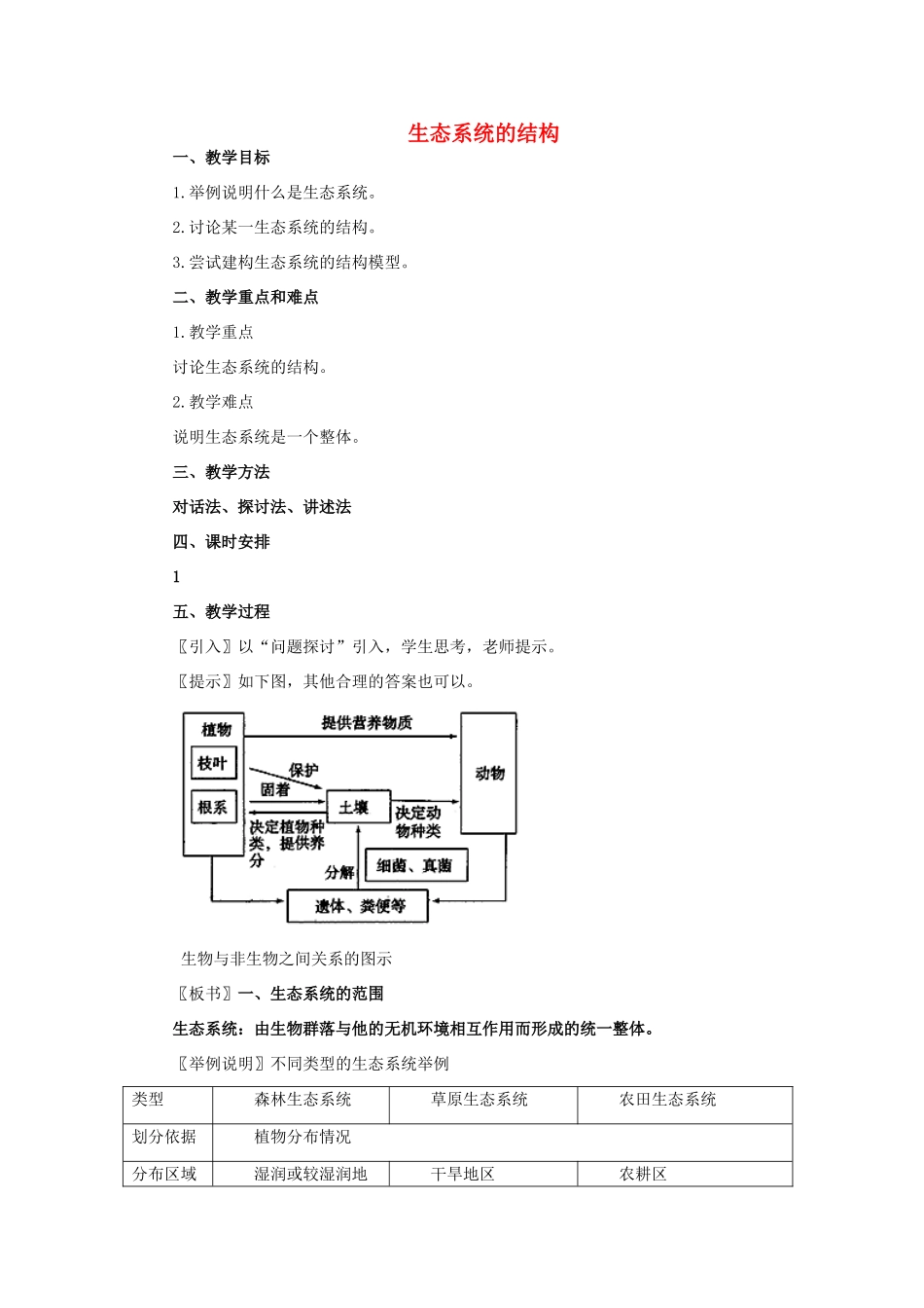 高中生物《生态系统的结构》教案7 中图版必修3_第1页