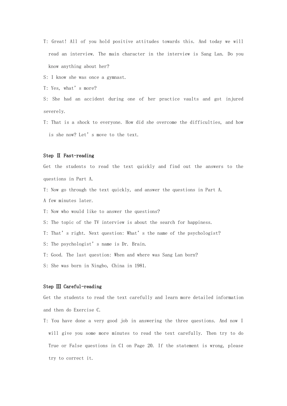 高中英语 Unit 2《What is happiness to you-Reading》教案3 牛津译林版选修6_第3页