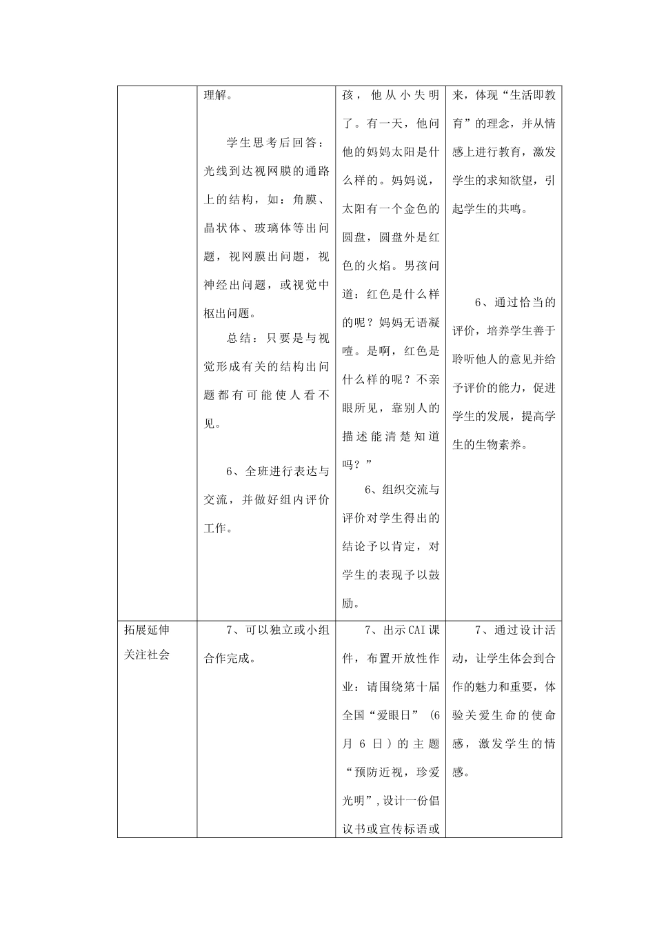 七年级生物下册 第十二章 第三节 人体感知信息教案4 （新版）苏教版_第3页