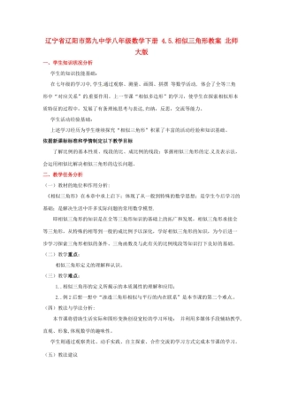 辽宁省辽阳市第九中学八年级数学下册 4.5.相似三角形教案 北师大版