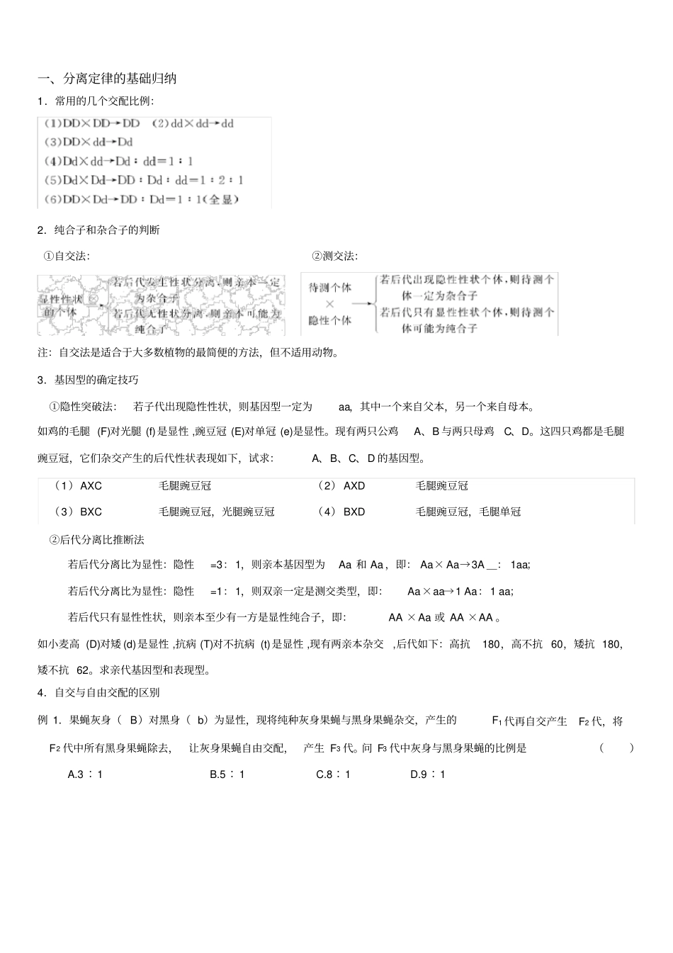 人教版高考生物专题复习之遗传基本规律_第2页