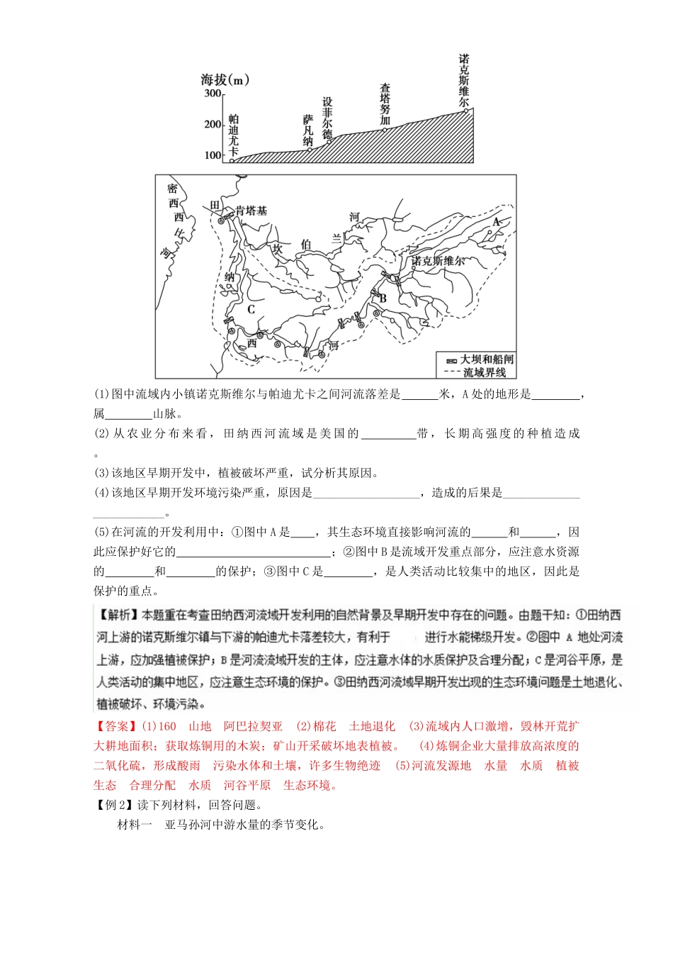 高中地理 专题3.2 流域的综合开发-以美国田纳西河流域为例（讲）（提升版）（含解析）新人教版必修3-新人教版高二必修3地理教案_第2页