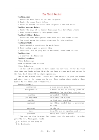 高一英语 Unit3《Going places第三课时》精品教案 旧人教版第一册