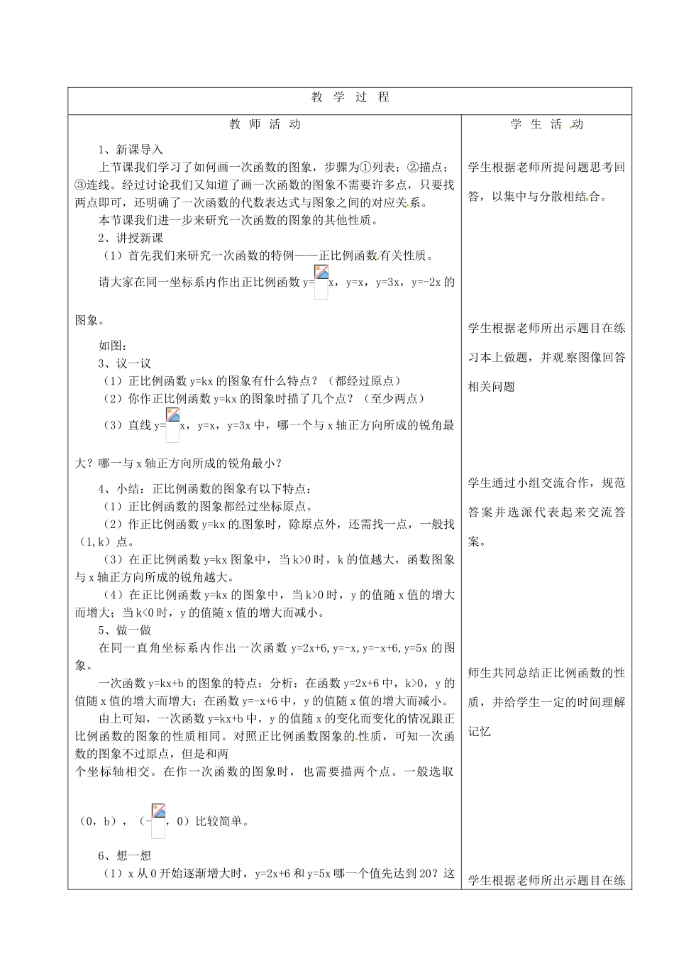 山东省烟台20中七年级数学 《一次函数的图象2》教案_第2页