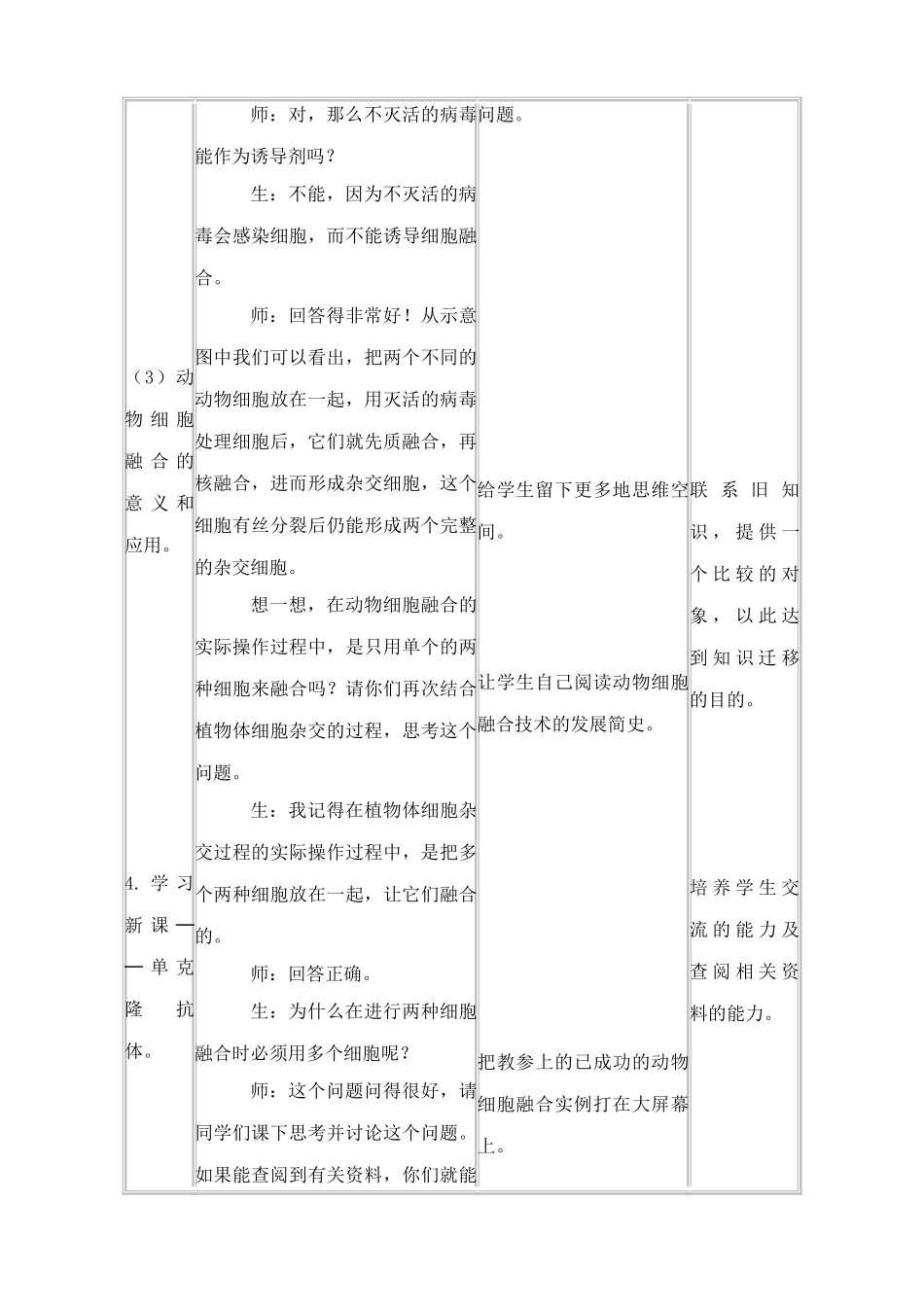 高中生物动物细胞融合与单克隆抗体教案 新课标 人教版 选修3_第3页