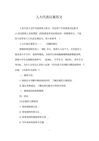 人大代表议案范文