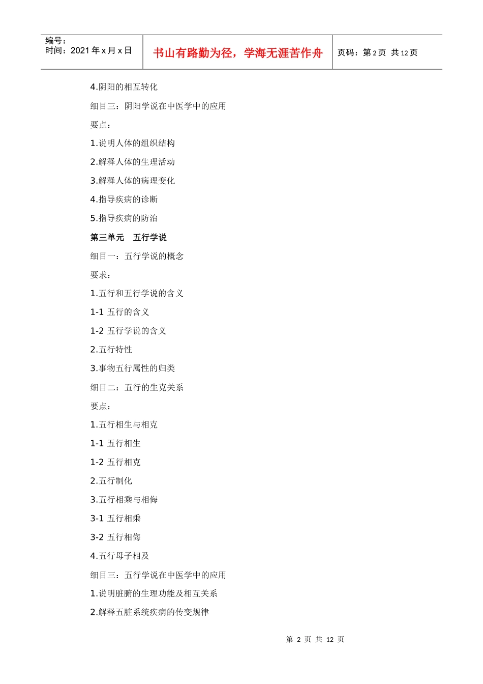 中医基础理论——XXXX年中药学初级师考试大纲(卫生资格考试：014)_第2页