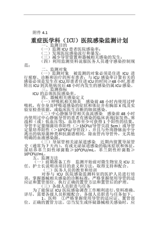 2016重症监护室(ICU)医院感染监测方案