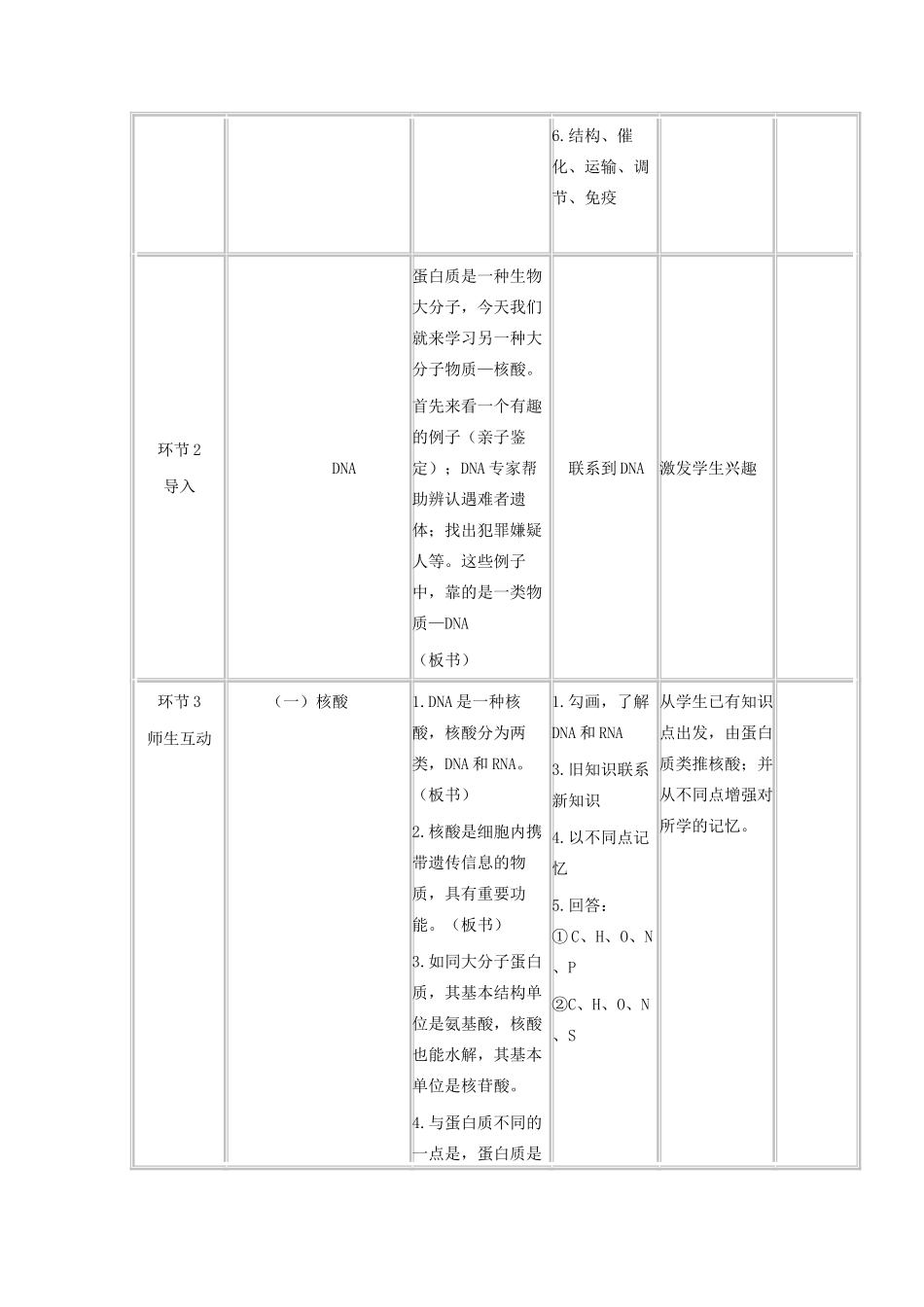 高中生物上学期 核酸教学设计-人教版高中全册生物教案_第2页