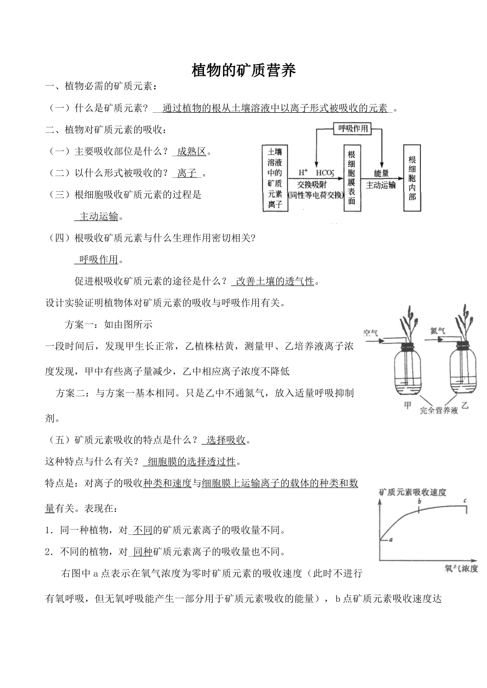 高中生物植物的矿质营养旧人教版必修一_第1页