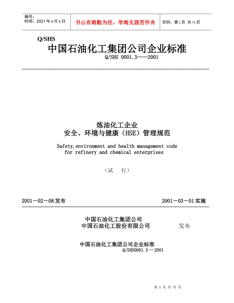 中国石油化工集团公司企业标准_第1页