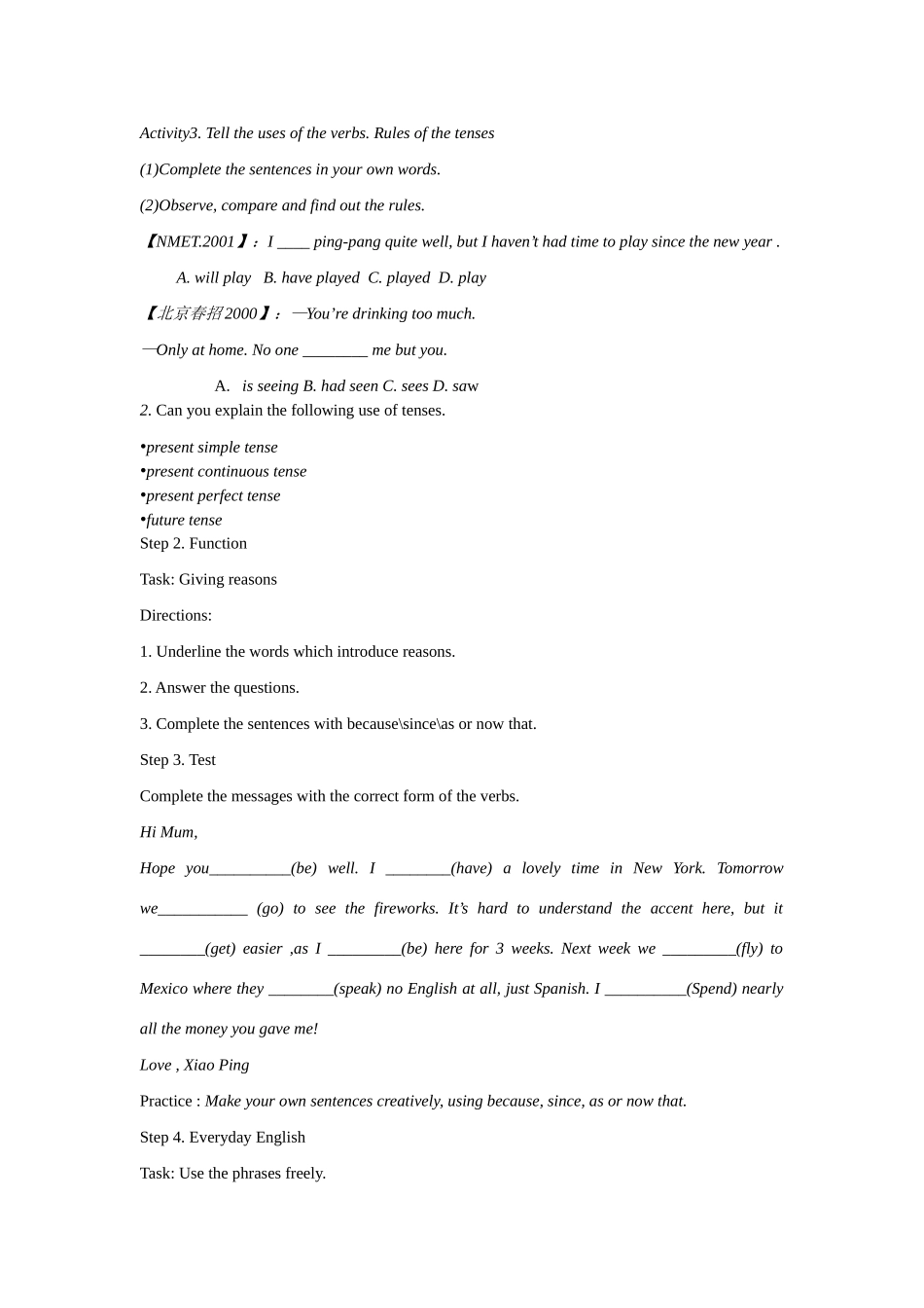 高中英语 Module 1 British and American English课时教案 外研版必修5_第3页