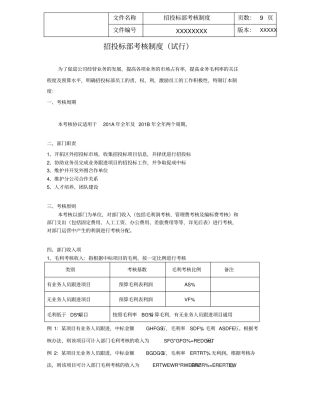 招投标部考核制度