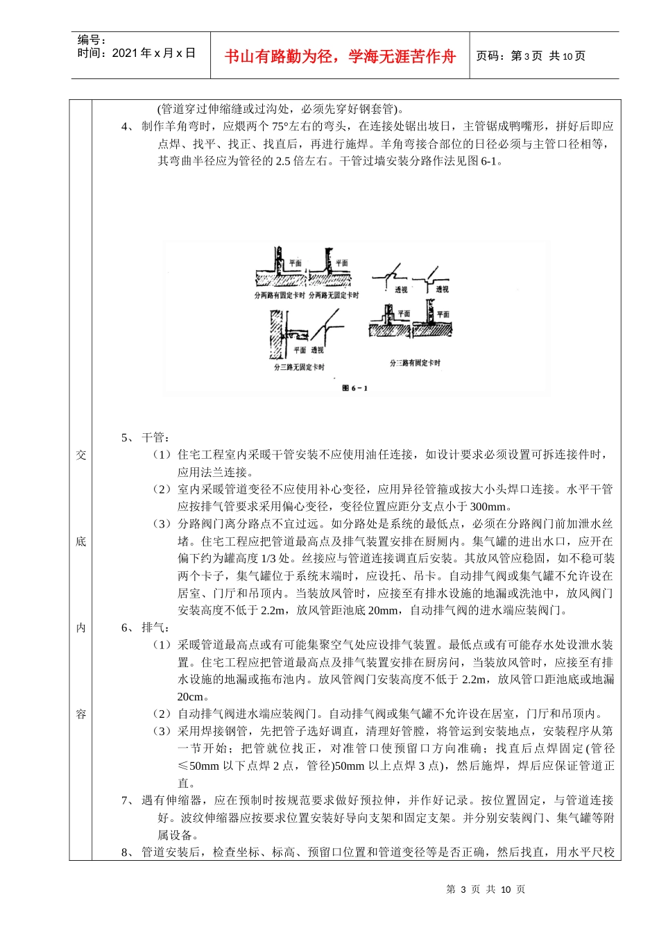 03室内采暖管道安装工程 (分项工程质量技术交底卡)_第3页