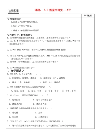 高中生物《细胞的能量通货--ATP》教案5