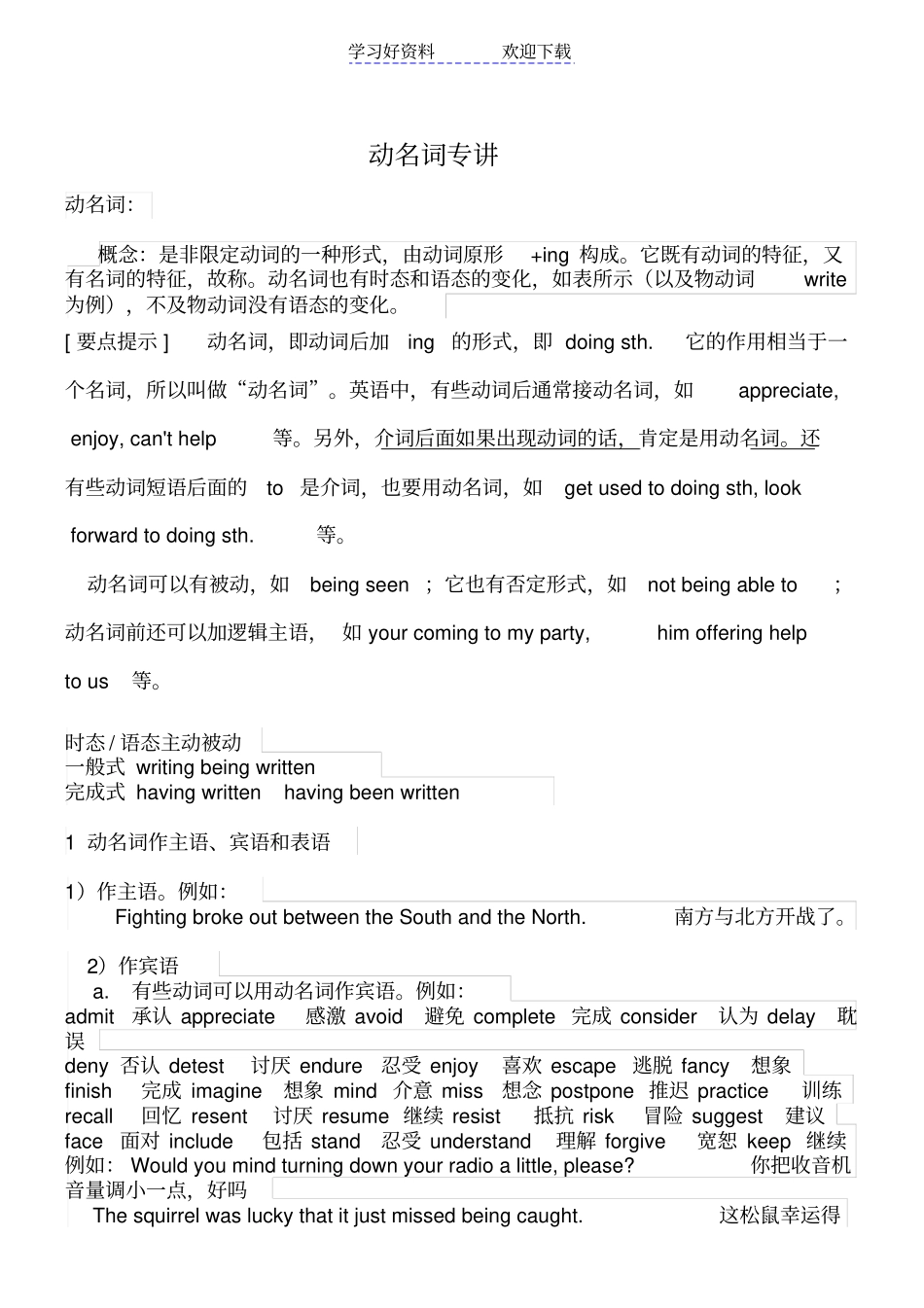 初中动名词讲解第二次_第1页