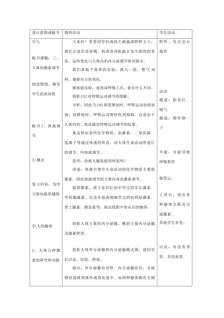 七年级生物下册 第十二章 第一节 人体的激素调节教案4 （新版）苏教版_第2页