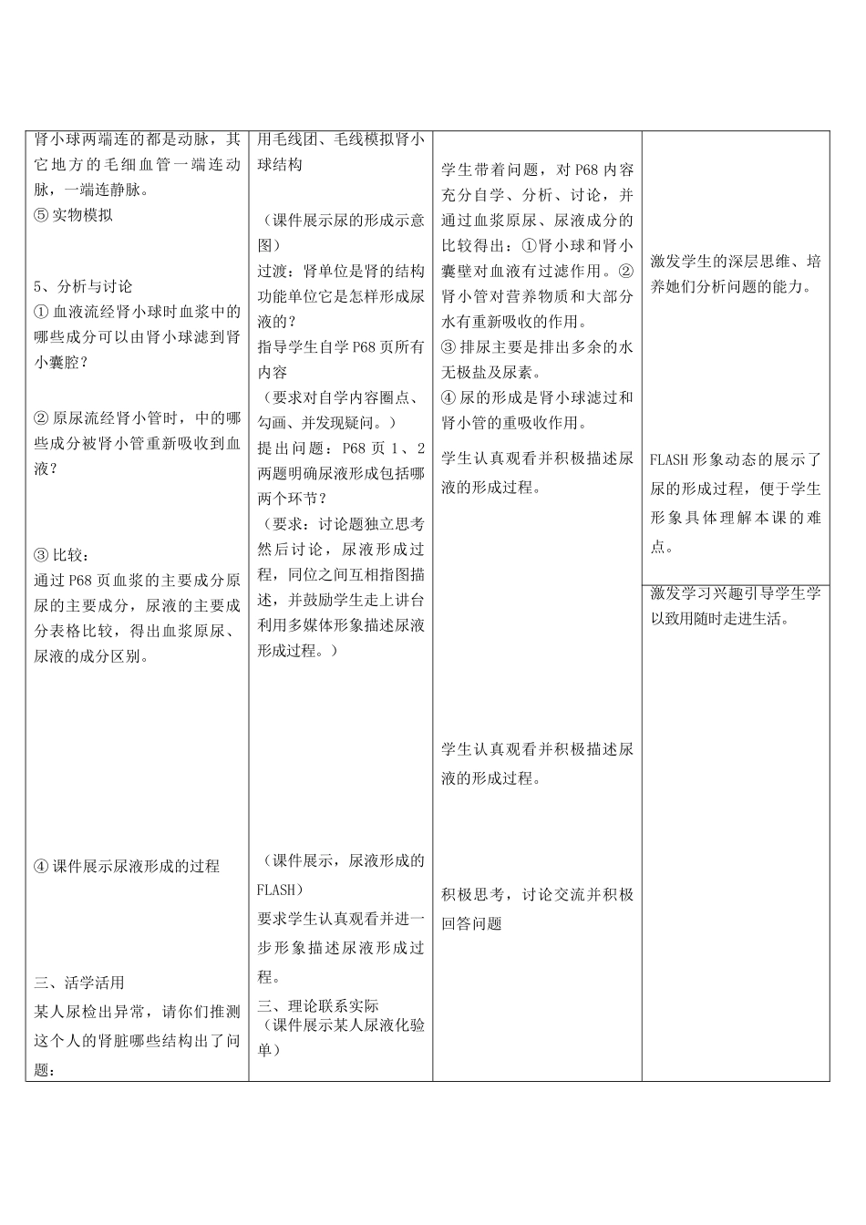 七年级生物下册 人尿的形成与排出教案 济南版_第3页