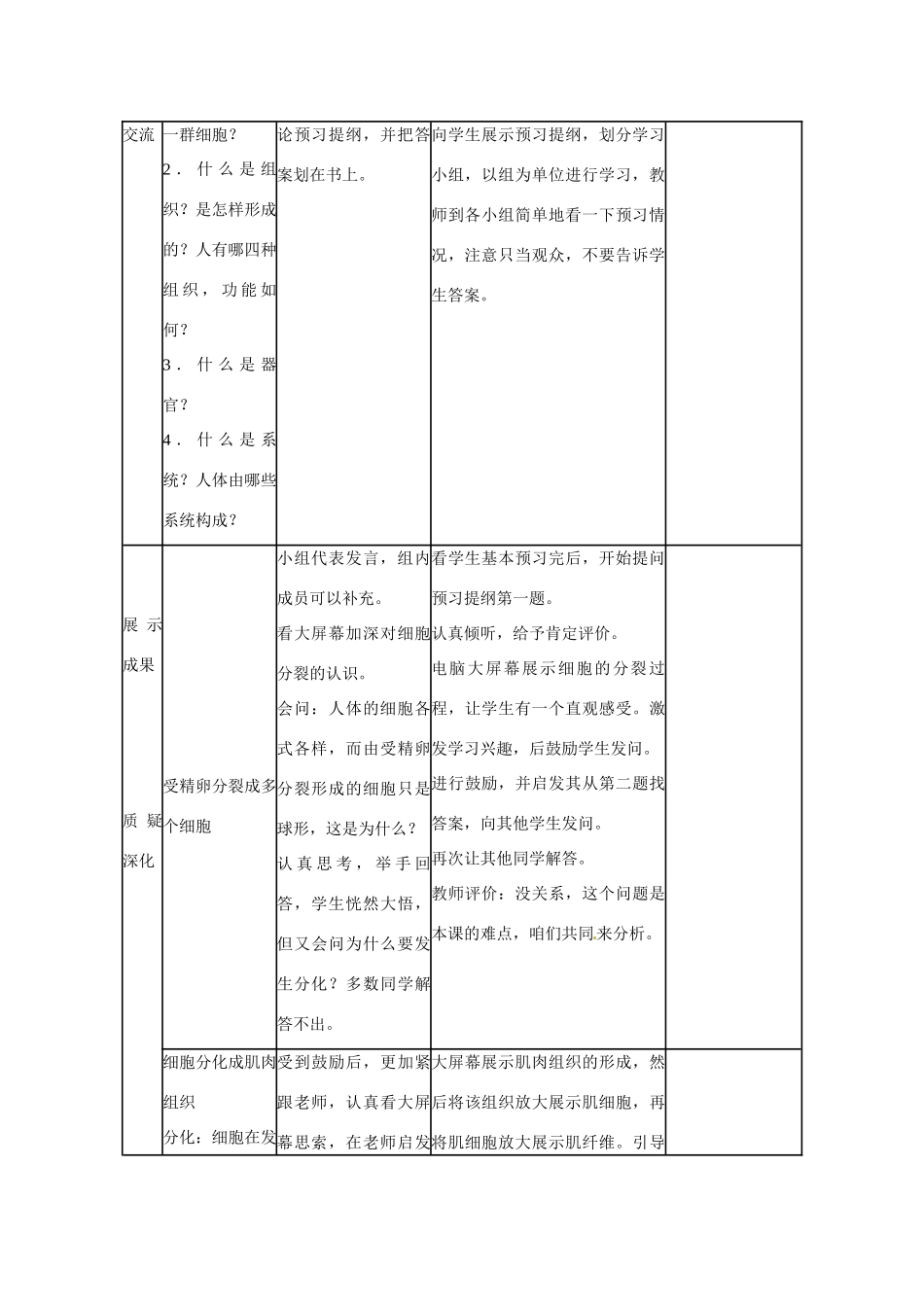 山东省临沭县第三初级中学七年级生物上册 动物体的结构层次教案 新人教版_第2页