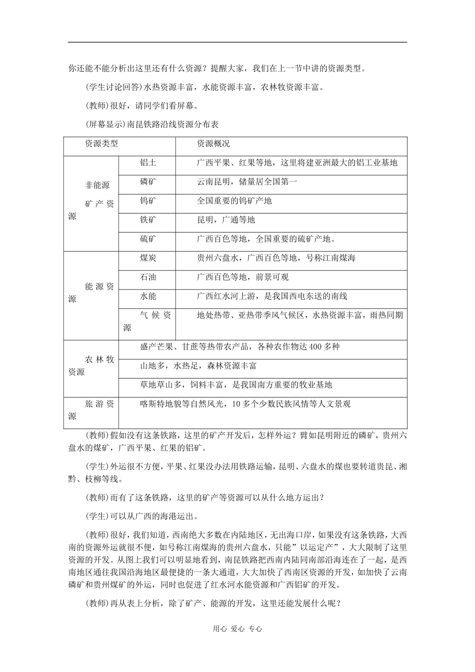 高二地理：9.2《西南地区交通运输建设与区域经济发展》教案旧人教版_第3页
