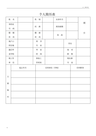 完整的个人简历表格样本[1]