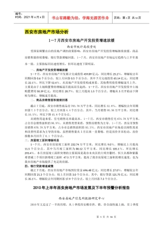 XXXX西安市房地产市场