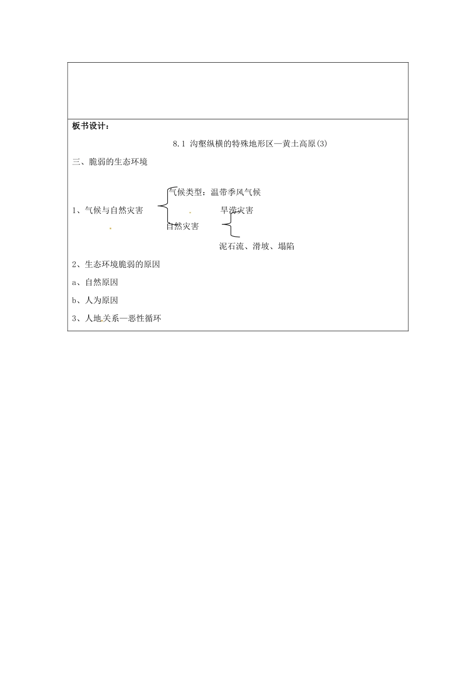 山东省郯城三中八年级地理《沟壑纵横的特殊地形区—黄土高原》教案二 人教新课标版_第3页