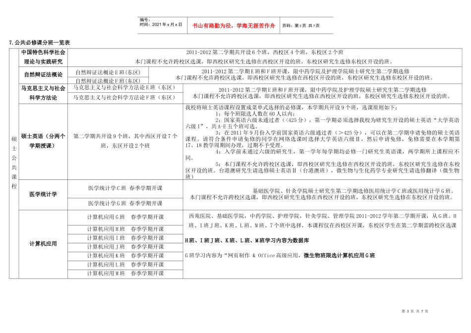 北京中医药大学 XXXX-XXXX学年第二学期研究生课程表_第3页