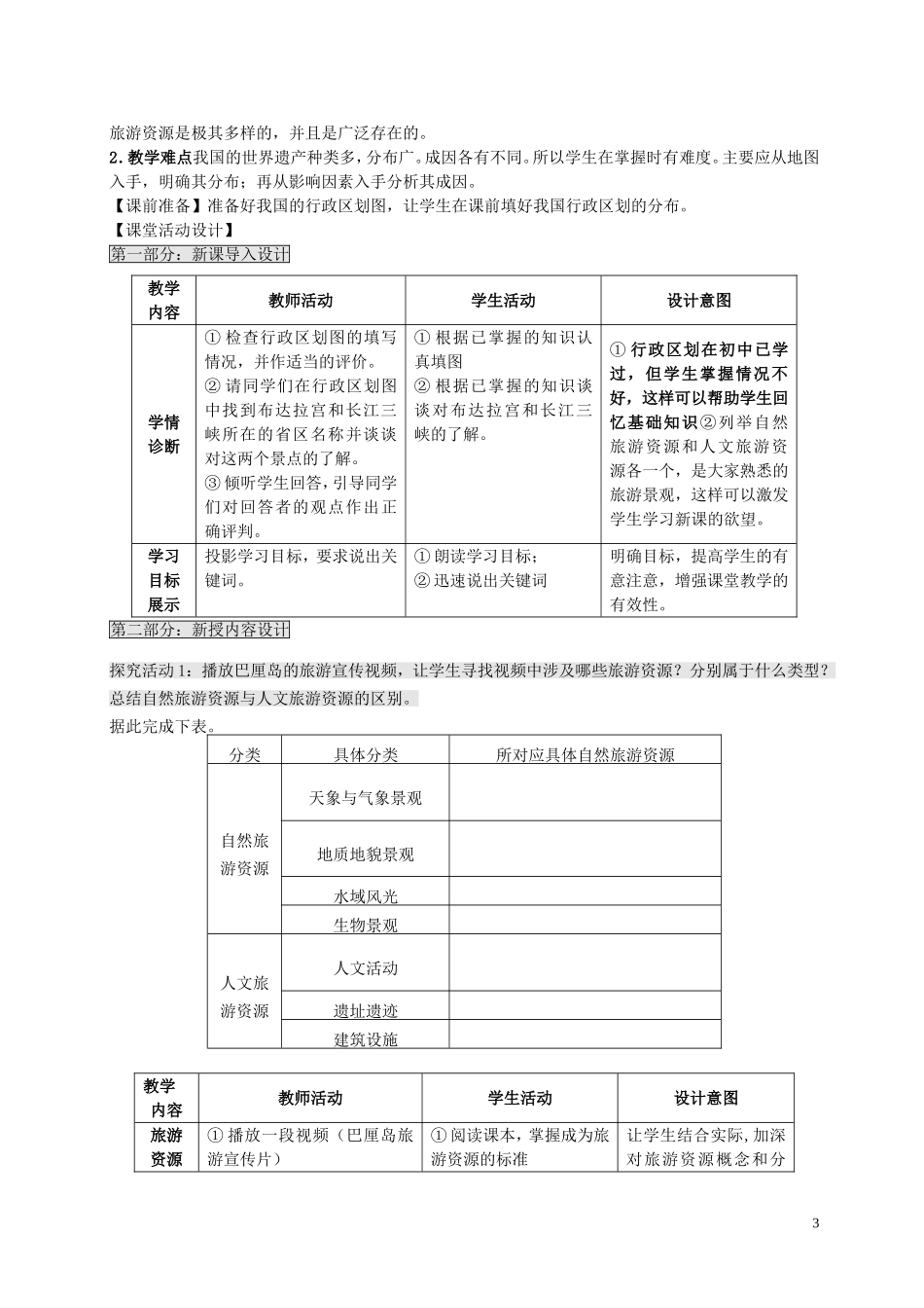 高中地理 旅游地理 第二单元旅游景观欣赏与旅游活动设计教案 鲁教版选修3_第3页