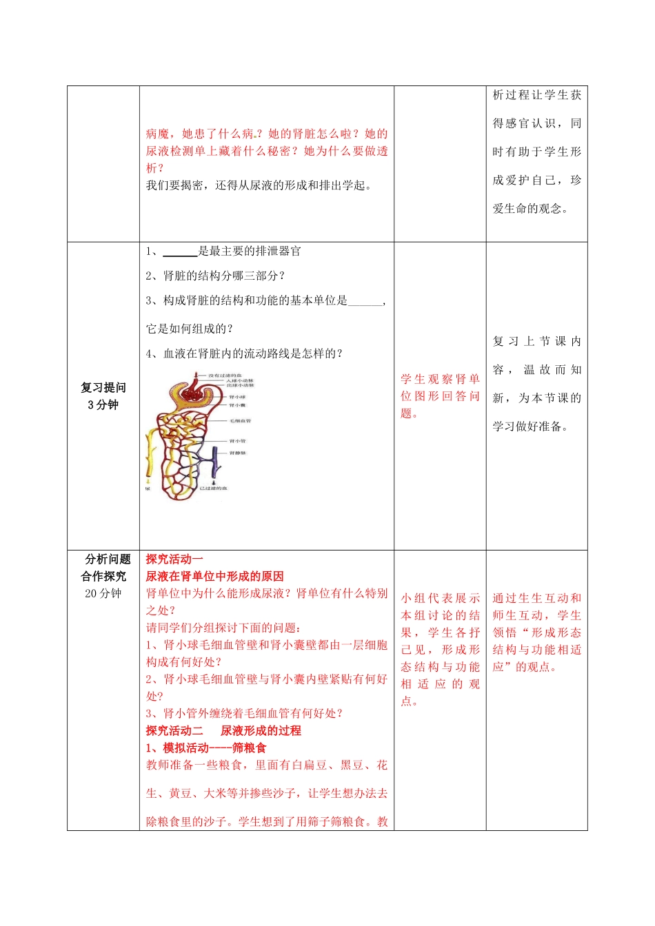 七年级生物下册 3.4.1 尿液的形成和排出教案（2）（新版）济南版-（新版）济南版初中七年级下册生物教案_第2页