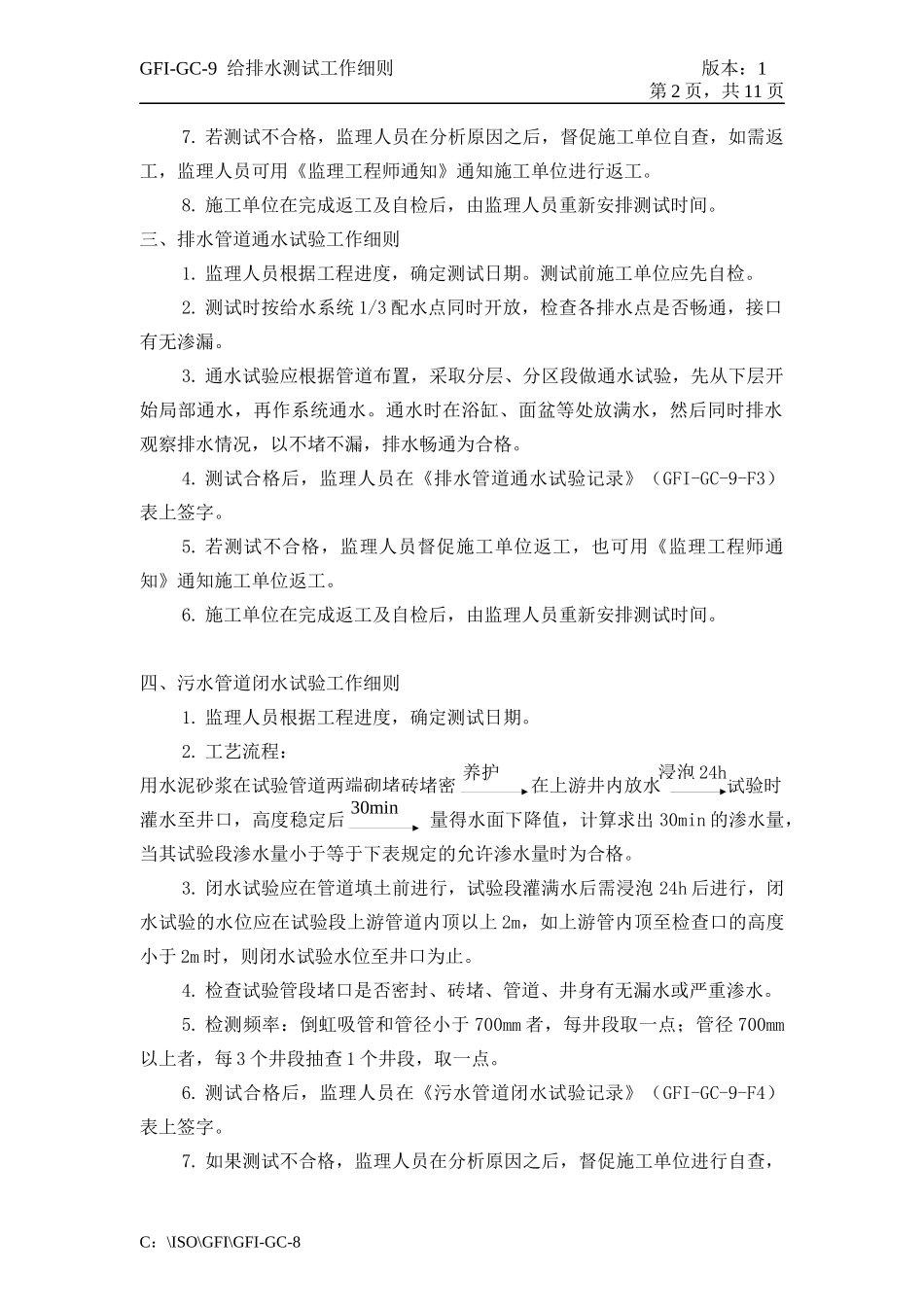 GFI-GC-9给排水测试工作细则_第2页