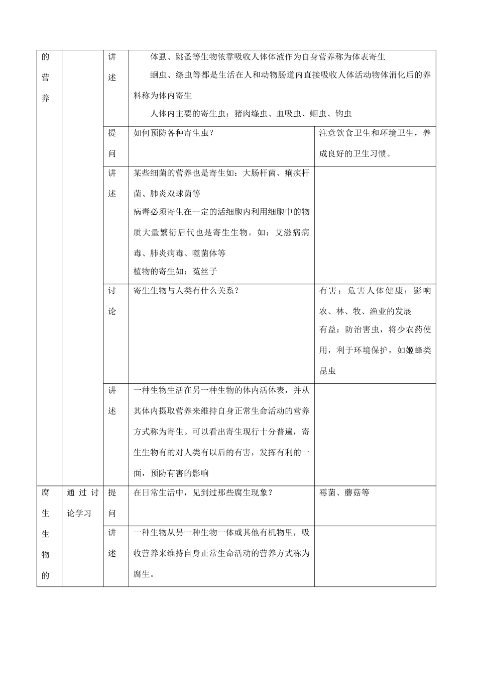 七年级生物上册 4.3《其他生物的营养》教案 北京课改版_第2页
