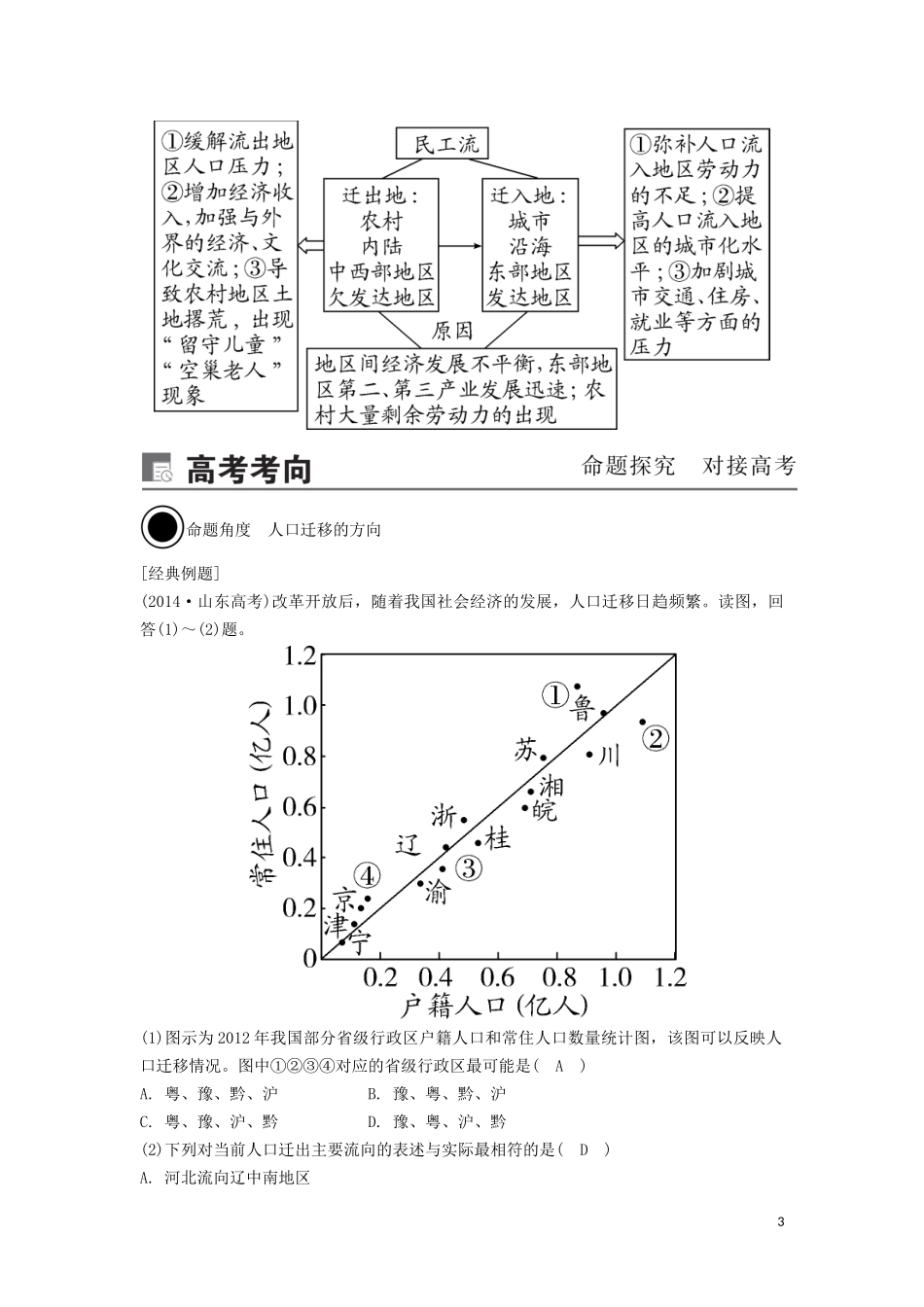 （锁定高考）高考地理一轮总复习 第七章 人口的变化 第2讲 人口的空间变化讲义（含解析）新人教版-新人教版高三全册地理教案_第3页