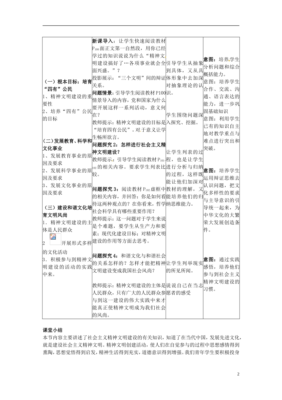 福建省莆田市第八中学高中政治 建设社会主义精神文明教案 新人教版必修3_第2页