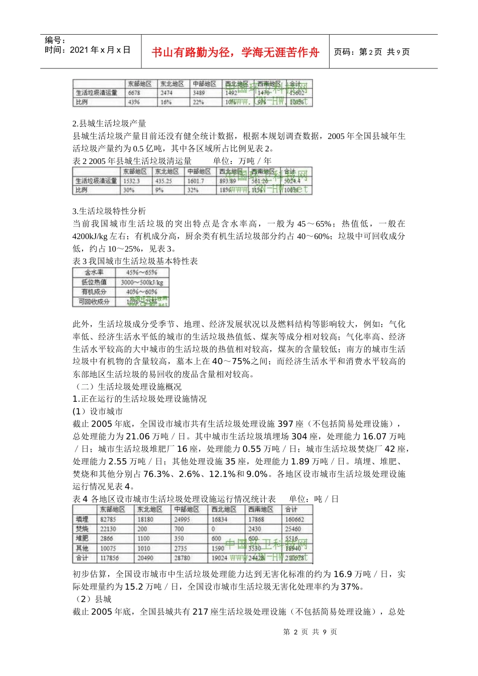 全国城市生活垃圾无害化处理设施建设十一五规划_第2页